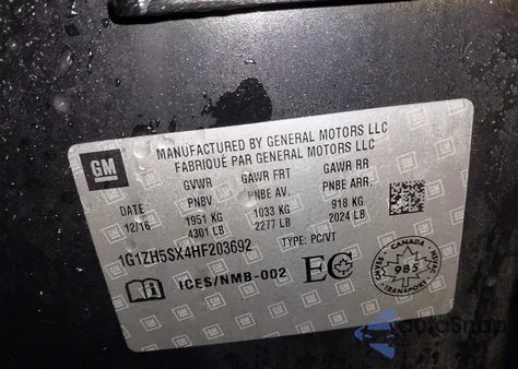 2017 Chevrolet Malibu Premier from USA, damaged, VIN 1G1ZH5SX4HF203692